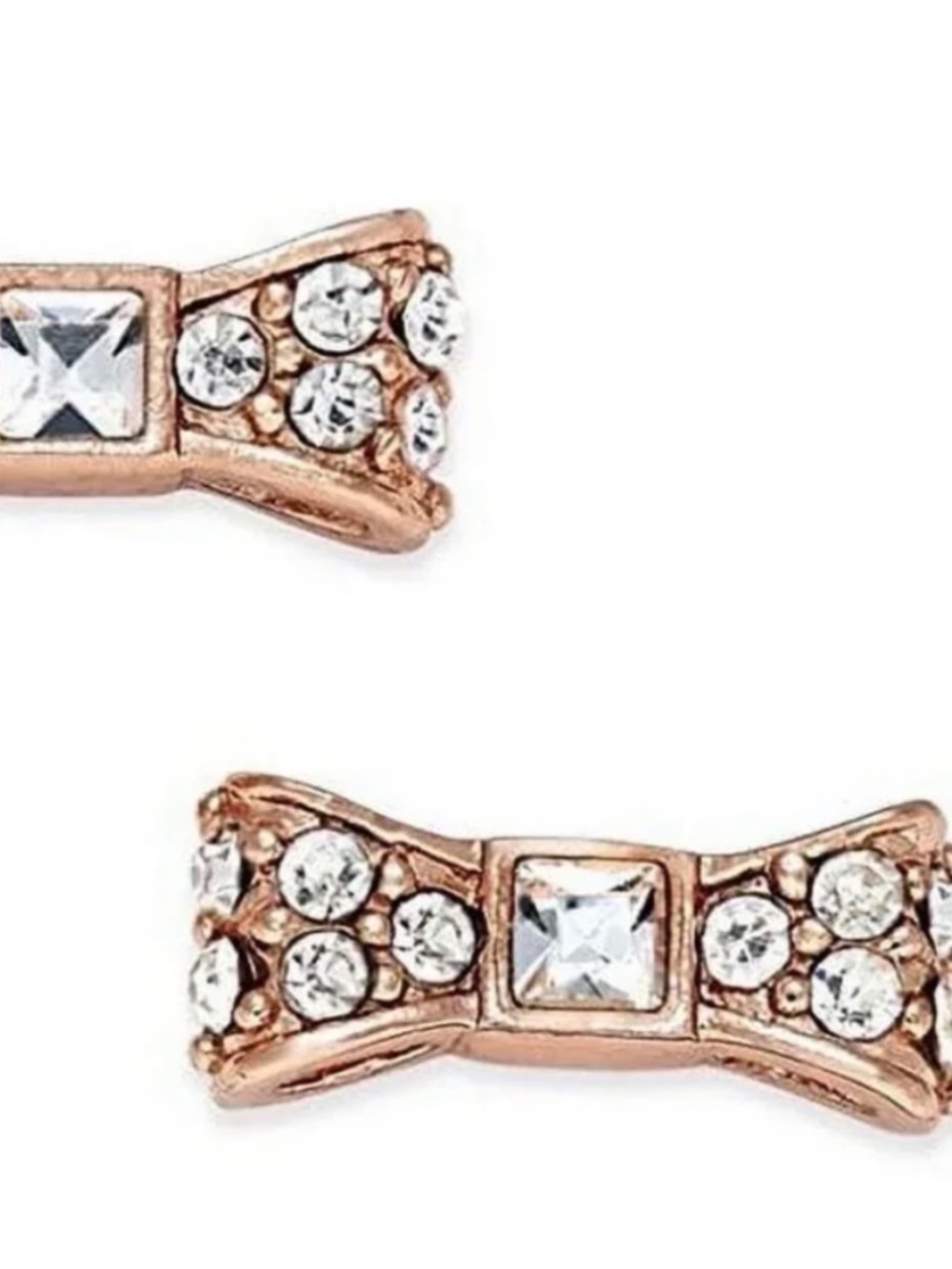 Kate Spade Rose Gold Crystal Bow Earrings (New)